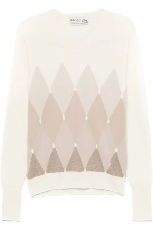 BALLANTYNE Sweater med V-hals og diamantmønster