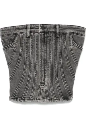 MUGLER Spiral bustier i denim