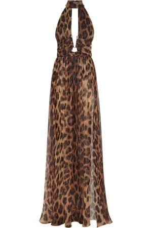 Philipp Plein Lang kjole med leopardtryk