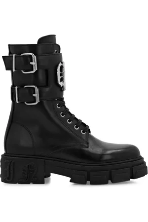Philipp Plein Flade Gothic Plein læderstøvler