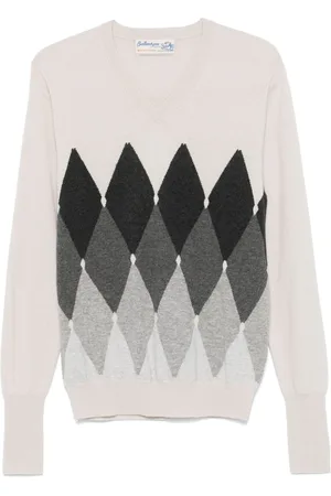 BALLANTYNE Sweater med V-hals og diamantmønster
