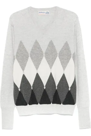 BALLANTYNE Sweater med V-hals og diamantmønster