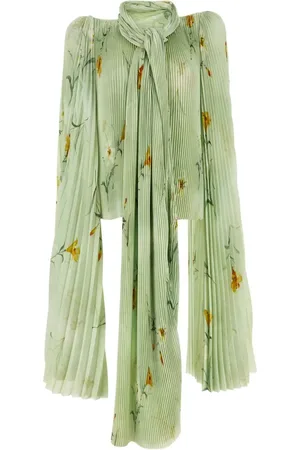 Balenciaga Plisseret bluse med blomstertryk