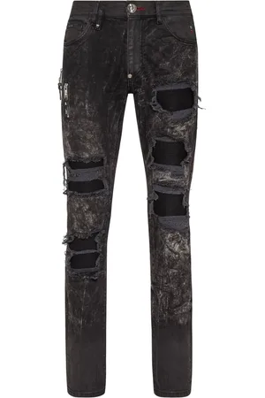 Philipp Plein Stenvaskede skinny-jeans med slitageeffekt