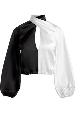 ALICE+OLIVIA Cropped Mahogany top med snoet hals