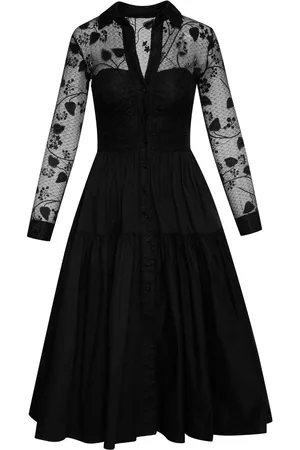Oscar de la Renta Morning Glory midi-kjole med guipure-blonde