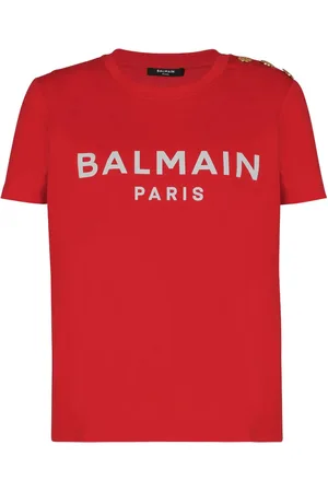 Balmain T-shirt med skulderknap og logotryk