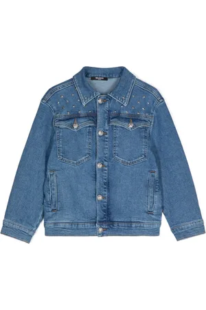Balmain Denimjakke med sølvtonet kant