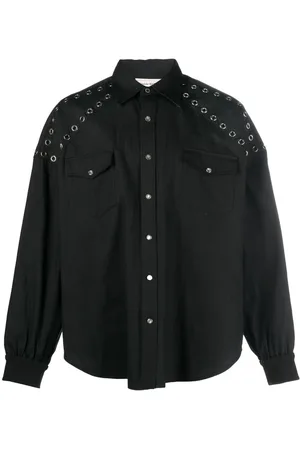 Alexander McQueen Denimskjorte med snørehulsudsmykning