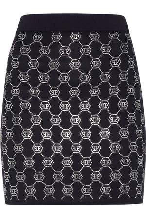 Philipp Plein Kort strikket nederdel med monogram-udsmykning