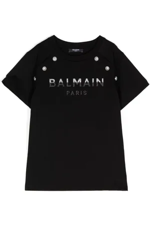 Balmain T-shirt med logodetalje og glimmer