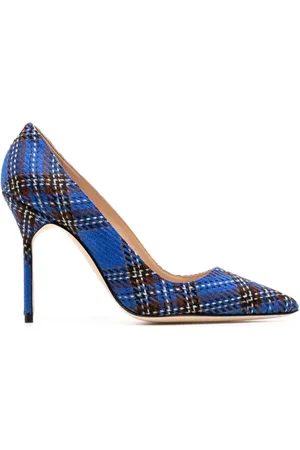 Manolo Blahnik Skotskternede pumps i læder