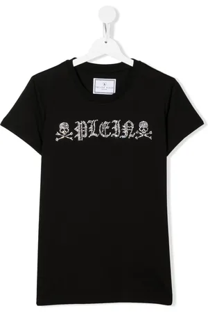 Philipp Plein TEEN T-shirt med krystaludsmykket logo
