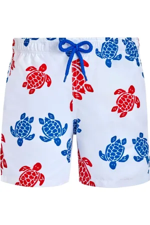 Vilebrequin Badeshorts med skildpaddetryk og logo-applikation