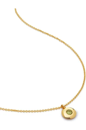Monica Vinader Birthstone halskæde i 18 karat genanvendt forgyldt sølv med peridot-vedhæng