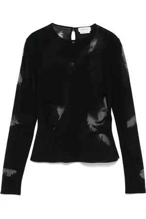 Alexander McQueen Bluse med fjer-intarsia