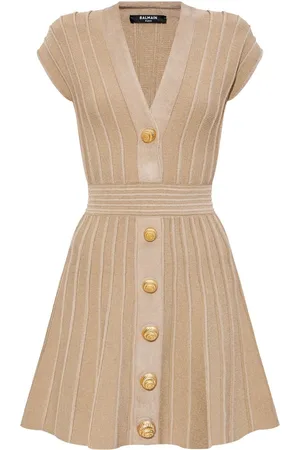 Balmain Kort ribbet kjole