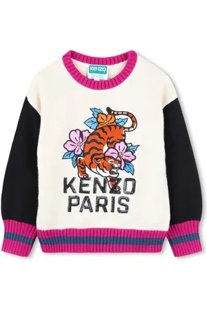Kenzo Trøje med tiger- og blomster-intarsia
