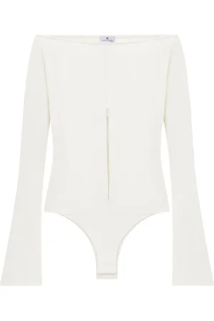 Courrèges Bodysuit med off-shoulder-snit og lynlås