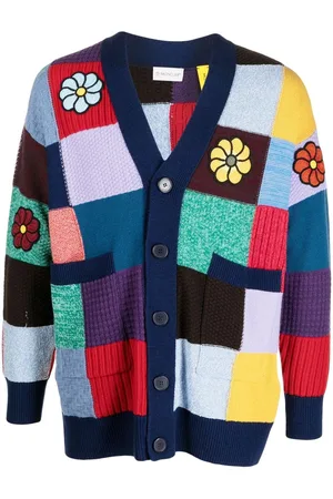 Moncler Cropped hæklet cardigan med patchwork-design