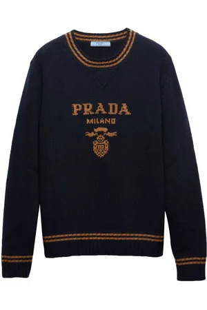 Prada Intarsiastrikket sweater med logo