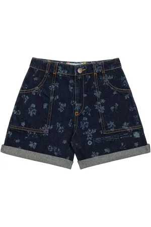 PHILOSOPHY DI LORENZO SERAFINI Shorts i denim med lige ben og blomstertryk