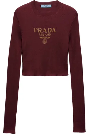 Prada Intarsia-strikket top med logo