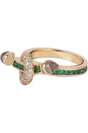 Ananya 18kt yellow gold Chakra diamond and emerald ring