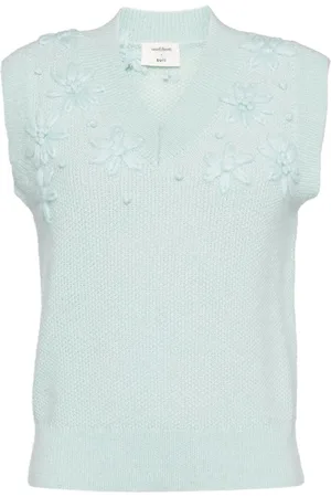 Onefifteen Strikket vest med blomster broderi
