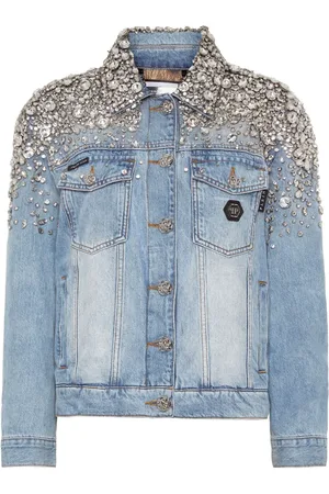 Philipp Plein Denimjakke med krystaludsmykninger
