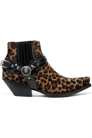 VERSACE 50 mm Texano ankelstøvler med leopardtryk