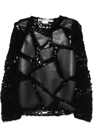 Comme des Garçons Sweater i imiteret læder med mærke