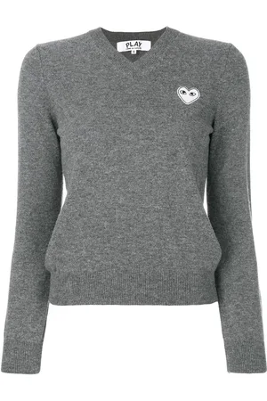 Comme des Garçons Striksweater med hjerte og logo