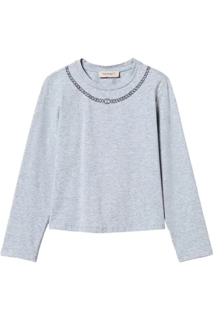 Twin-Set T-shirt med rhinstenshalskæde