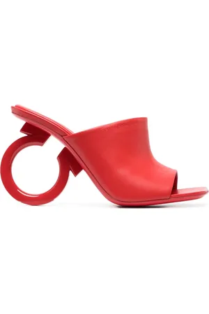 Salvatore Ferragamo Ascot 105 mm mules i læder med mesh