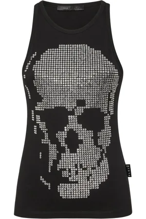 Philipp Plein Ribbet tanktop med dødningehovedudsmykning