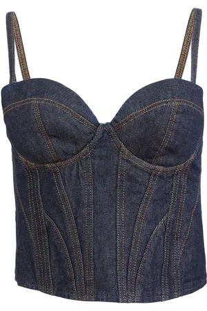 FLEUR DU MAL Bustier i denim med sweetheart-udskæring