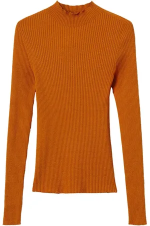 Twin-Set Ribbet sweater med rullekrave