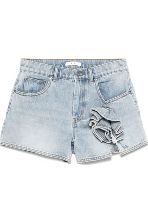 AREA Denimshorts med blomsterapplikation