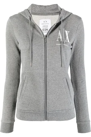 Armani Exchange Hættetrøje med logotryk og lynlås