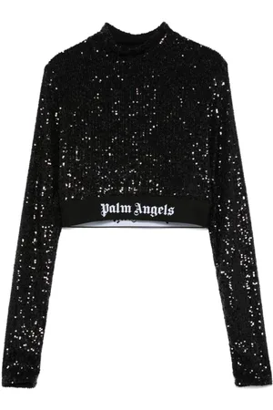 Palm Angels Top med pailletter og logobånd i taljen