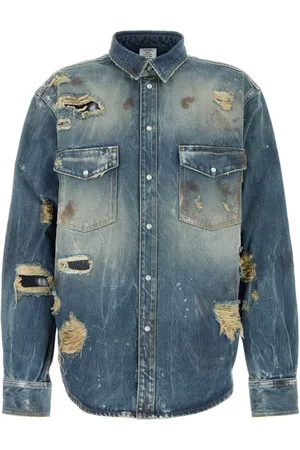 Vetements Denimskjorte med slitageeffekt