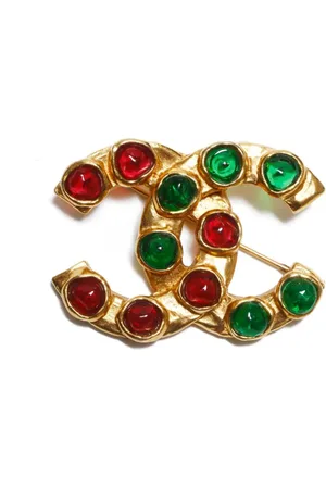 CHANEL CC broche med sten-udsmykning fra 1980