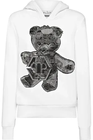 Philipp Plein Hættetrøje med rhinstenudsmykning og bamsemotiv