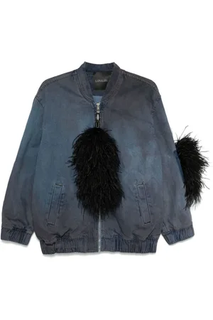 LOULOU Denimjakke med fjerdetalje