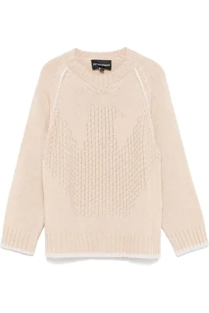 Emporio Armani Intarsiastrikket sweater med logo