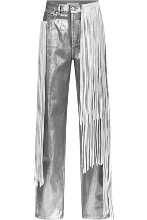 AREA Jeans med lige ben og metalliske frynser