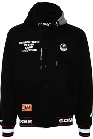 A Bathing Ape Varsity-jakke med hætte og Moonface-logo