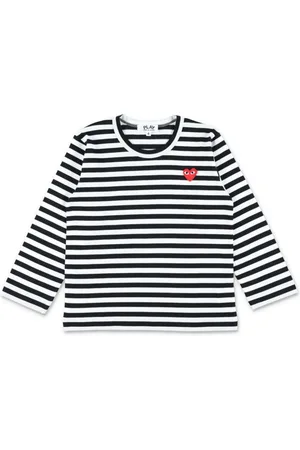Comme des Garçons Stribet T-shirt med hjertemærke