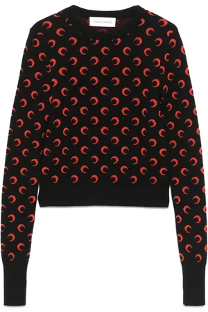 Marine Serre Intarsiastrikket sweater med halvmåne